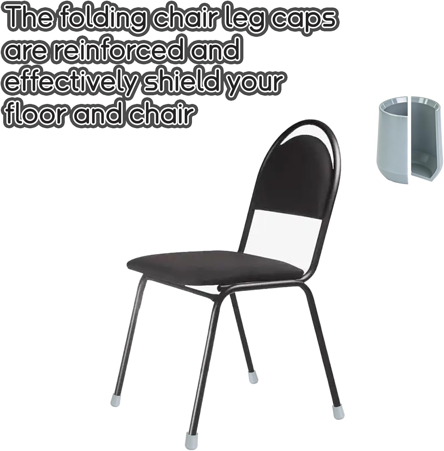 150 Pcs Folding Chair Leg Caps 7/8 Inch Grey Furniture Leg Feet Covers Heavy Duty Plastic Round Chair Covers for Hardwood Floor Protectors