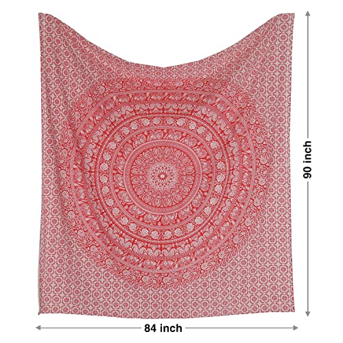 Image of Craft Trade 84x90 Inches Psychedelic Pink Cotton Mandala Ombre Wall Hanging Tapestry