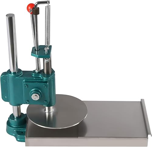 Miniatura 4 de Máquina de prensa de masa de pizza, máquina de prensa comercial de pastelería de pizza con dos platos, prensa de pizza de acero inoxidable con disco