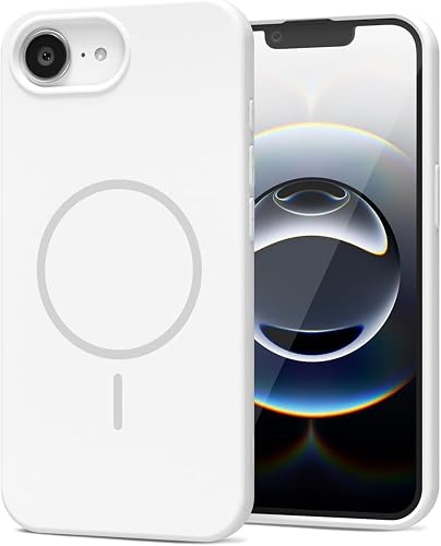 Magnetic Silicone Case Compatible with iPhone 17e – Soft Liquid Silicone Cover with MagSafe Compatible Charging, Shockproof Slim Protective Phone Case (White)