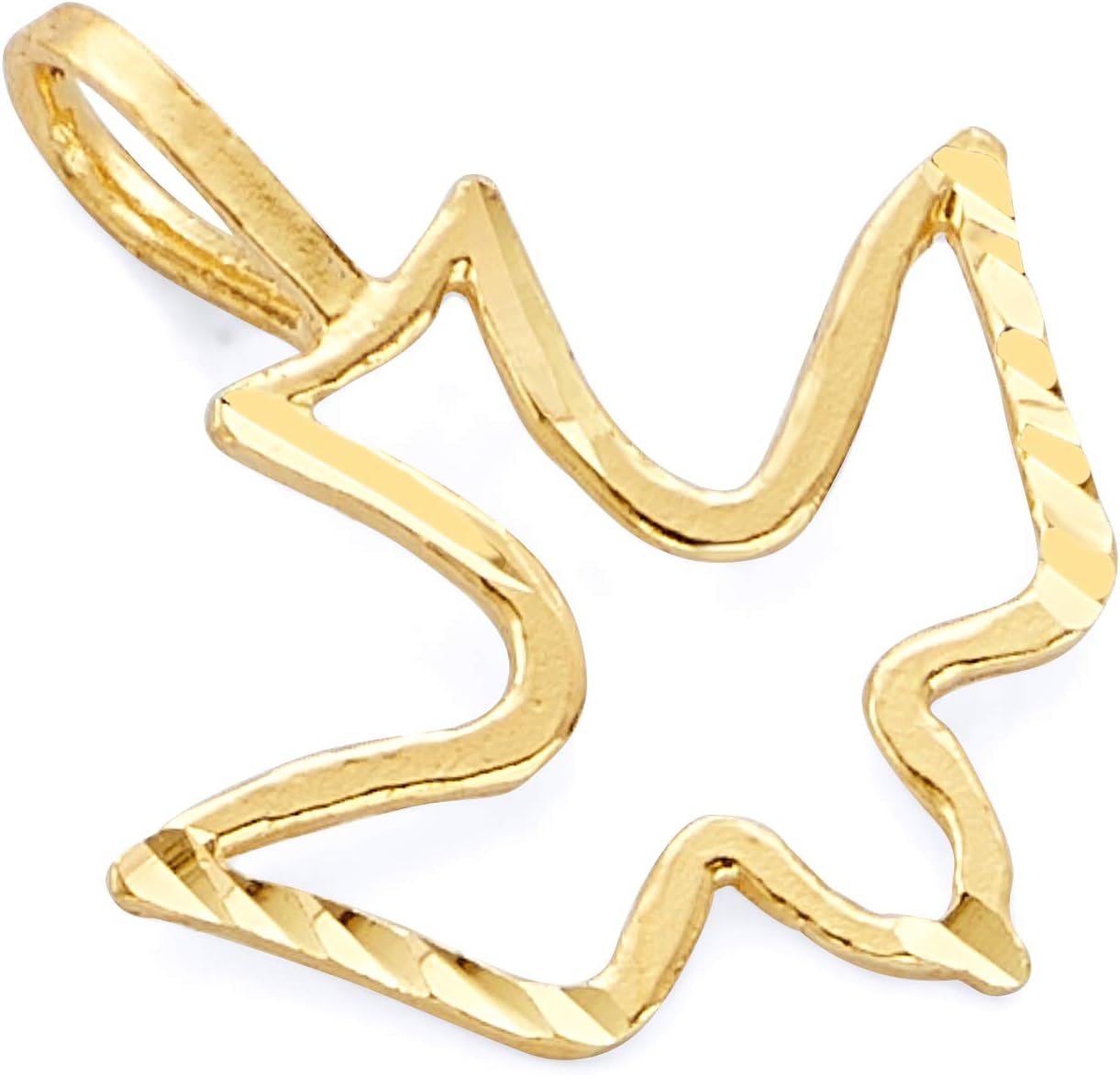 14k REAL Yellow Gold Religious Holy Spirit Dove Charm Pendant