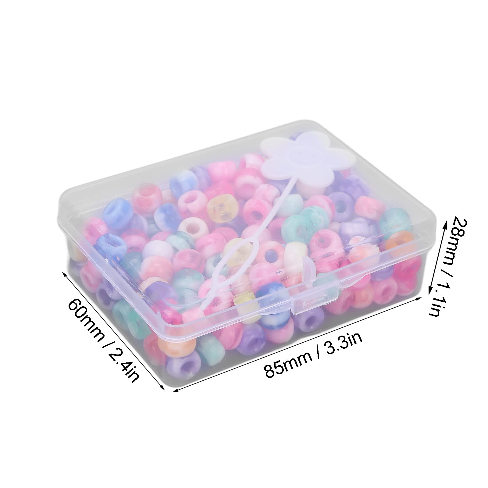 Ponys Beads Kit, Color Jewelry Making Beads 200 Bead Elastic Threads For Craft Jewelry Necklace Gifts For Girls Crafts(Seven-color mixed color)