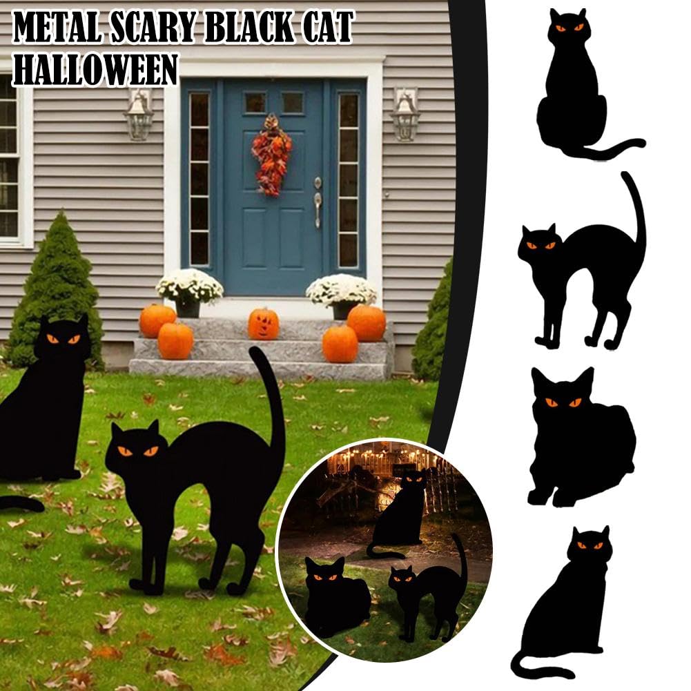 Amazon.co.jp: ハロウィンのアウトドアデコレーション、メタル怖い黒猫