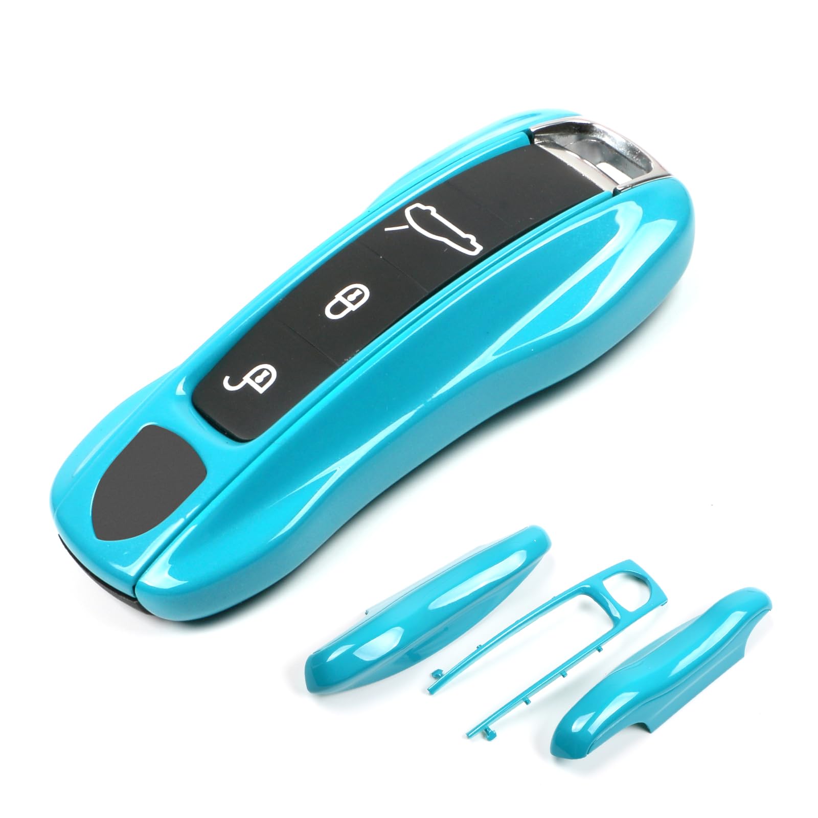 Miami Blue Key Fob Cover Compatible with Porsche Cayenne 2018-2025 Panamera 2017-2024 911 2019-2023 Taycan 2019-2024 Compatible with Porsche Key Cover