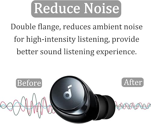Miniatura 4 de Doble brida compatible con puntas de oído Soundcore Space A40, accesorios de silicona de repuesto para reducir el ruido, accesorios compatibles con