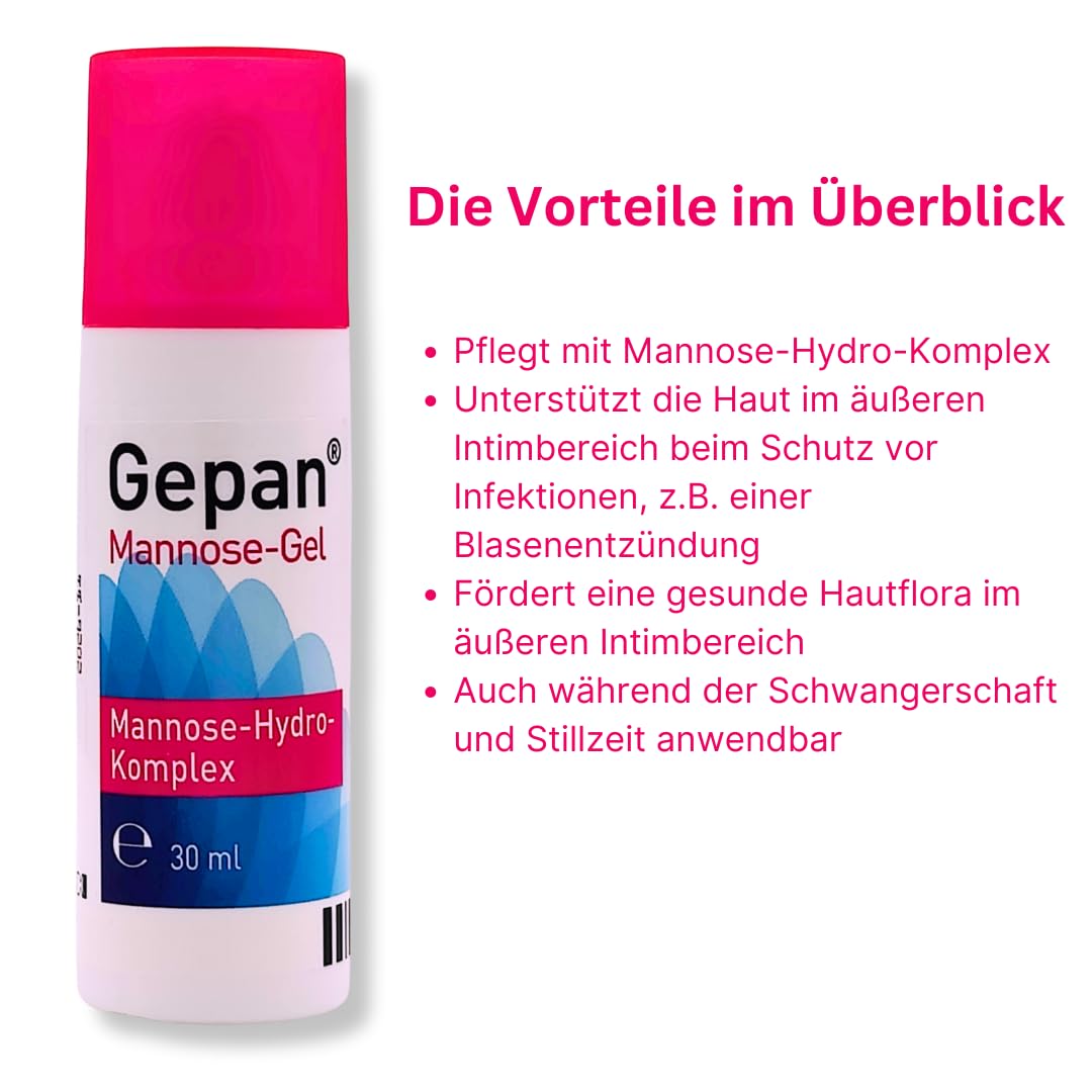 Gepan Mannose-Gel 3x 30 ml I Unterstützt die Haut im äußeren Intimbereich I Stärkung und Pflege der Schleimhaut I Keimprävention I Intimpflege I Feuchtigkeit I Spar-Set plus Pharma Perle give-away