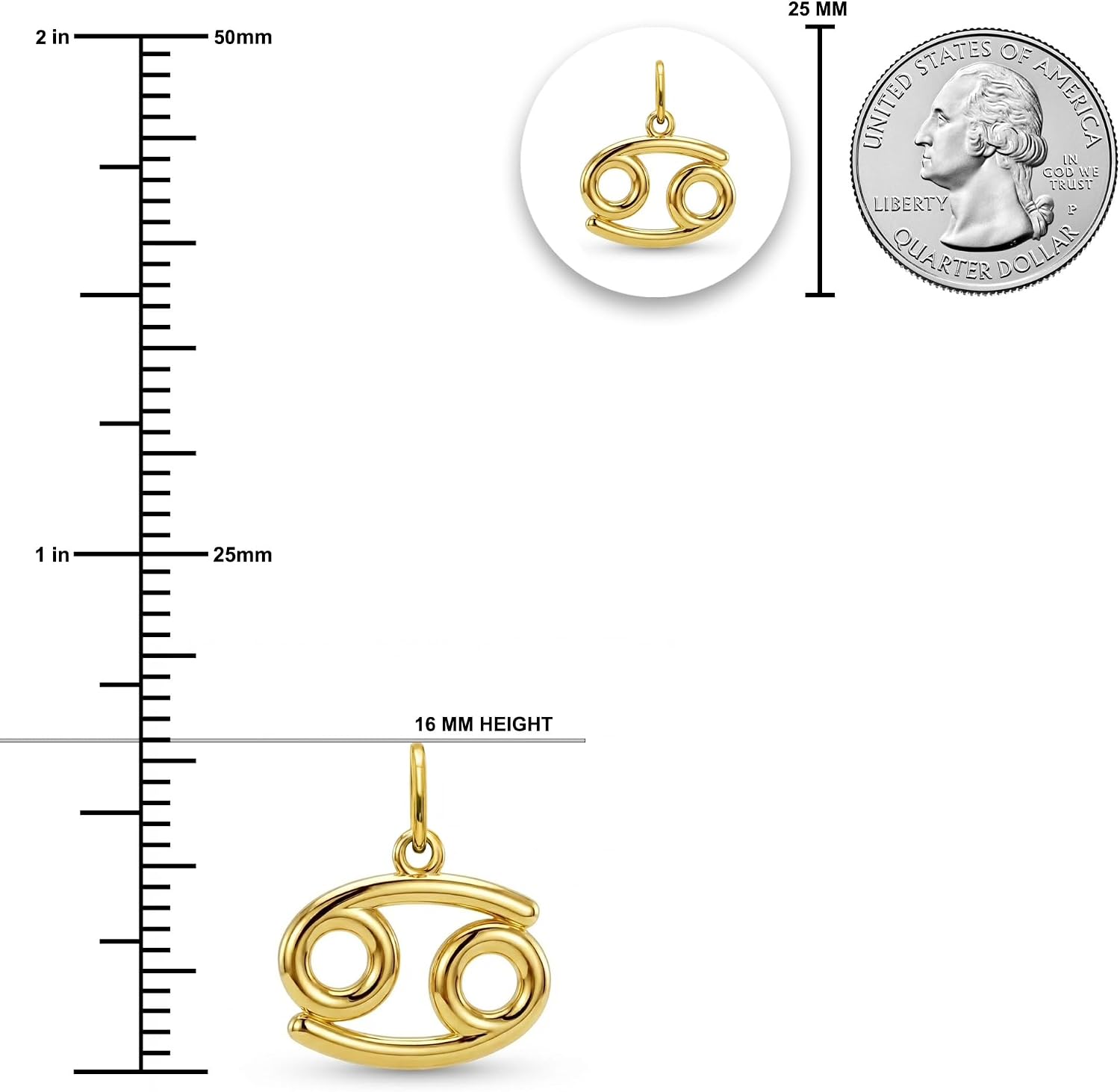 Gold Zodiac Astrology Sign Charm Pendant - 10 Karat Gold - Zodiac Horoscope Pendant