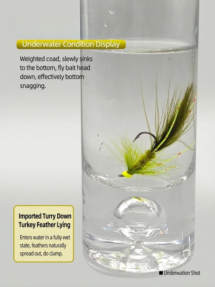 6-Pack Weighted Bead Head Woolly Bugger Streamer Flies - Lifelike Silicone Legs & Premium Marabou - Versatile Pattern for Trout, Bass, Salmon, Steelhead in Rivers & Lakes