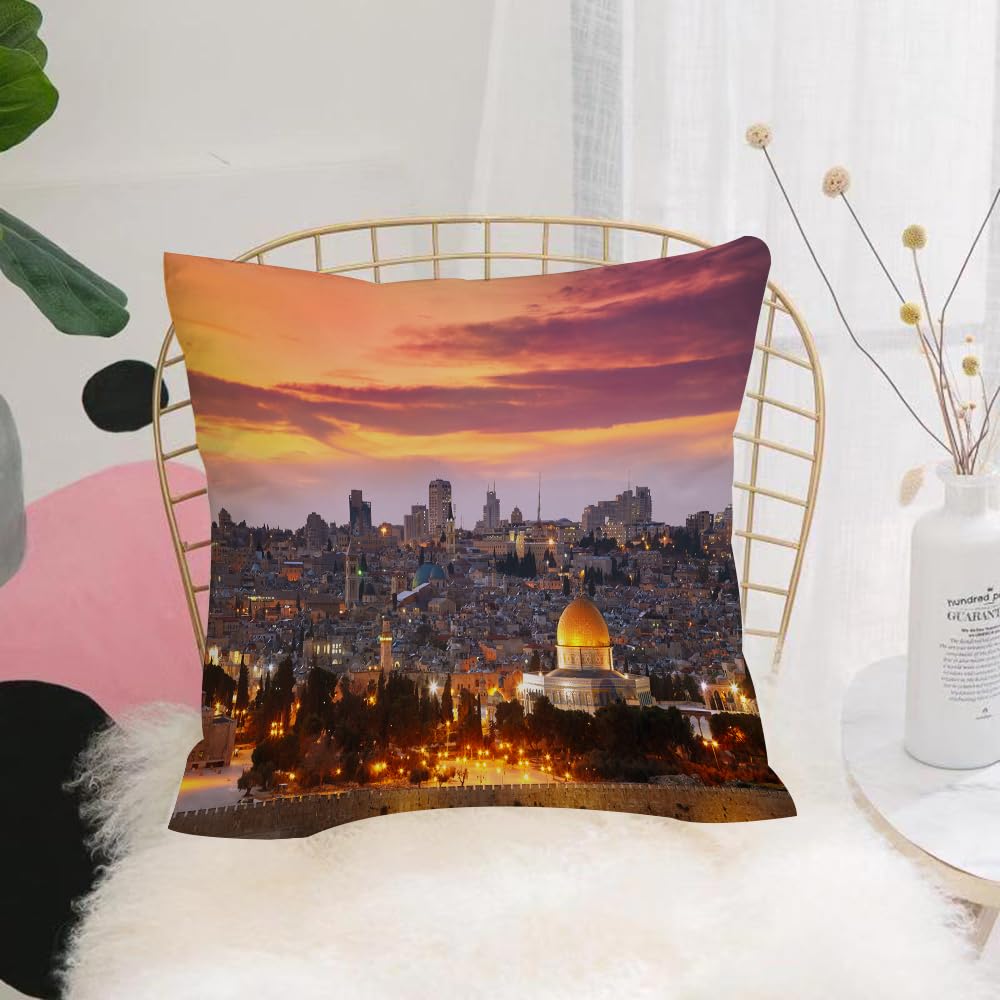 Hyosxw Old City Of Jerusalem Historic City Center I - A6 Cushion Cover,Throw Pillow Case Home Decorative For Living Room Bedroom Sofa Chair 18X18 Inch,Old City Of Jerusalem Historic City Center Israel Twilight View (,Pillowcase 45X45cm