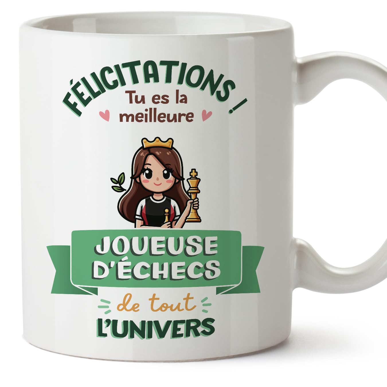 MUGFFINS Chess Player Woman Mug - in French - Meilleur Univers Trophée - Funny Gift for Colleagues - Ceramic 11oz Mug — image 1