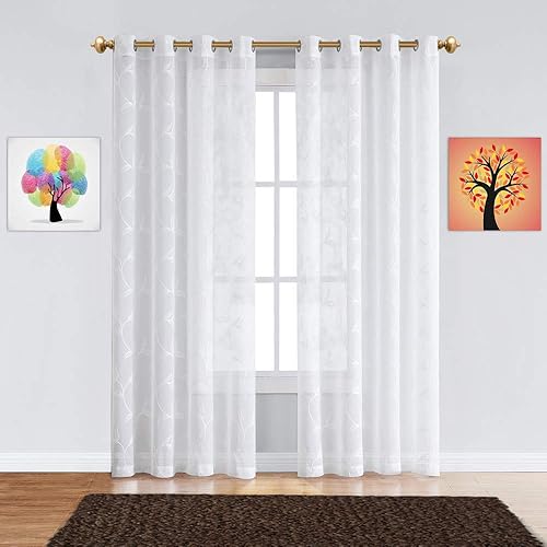 Miniatura 2 de Cortinas Warm Home Designs de tejido de lino sintético bordado con ojal en la parte superior para recámara, cocina, recámara de los niños, sala