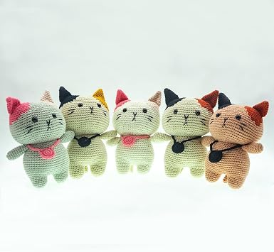 Amigurumi Kedi Figür 16 cm – El Yapımı Pamuk İp Örgü Dekoratif Obje (Sarı)