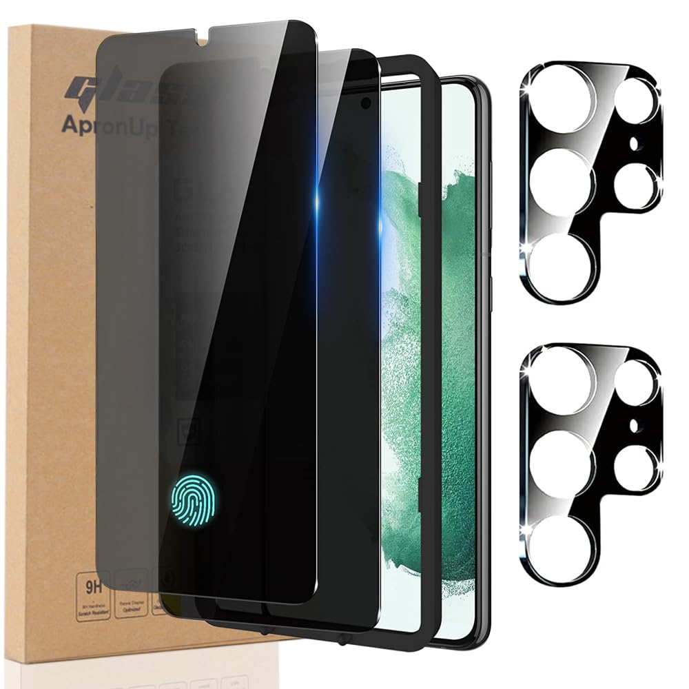 CYCFAIML [2+2 for Samsung Galaxy S25 Ultra Privacy Screen Protector Tempered Glass with Camera Lens Protector and Easy Installation Tool, [Fingerprint
