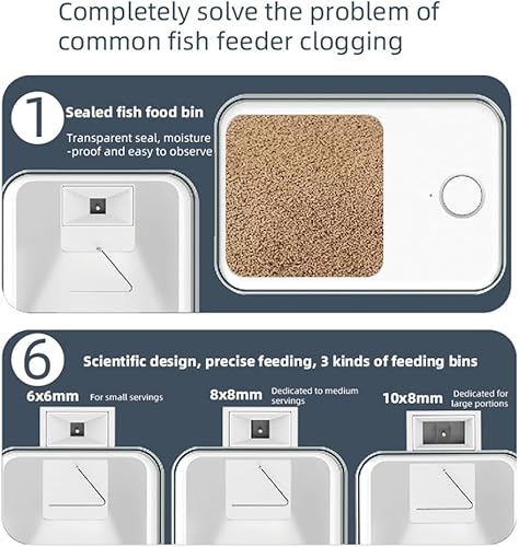 Miniatura 7 de Weytoll Alimentador automático de peces con sincronización inteligente WiFi, comedero de peces de colores para acuario con gran capacidad de 3.4 fl