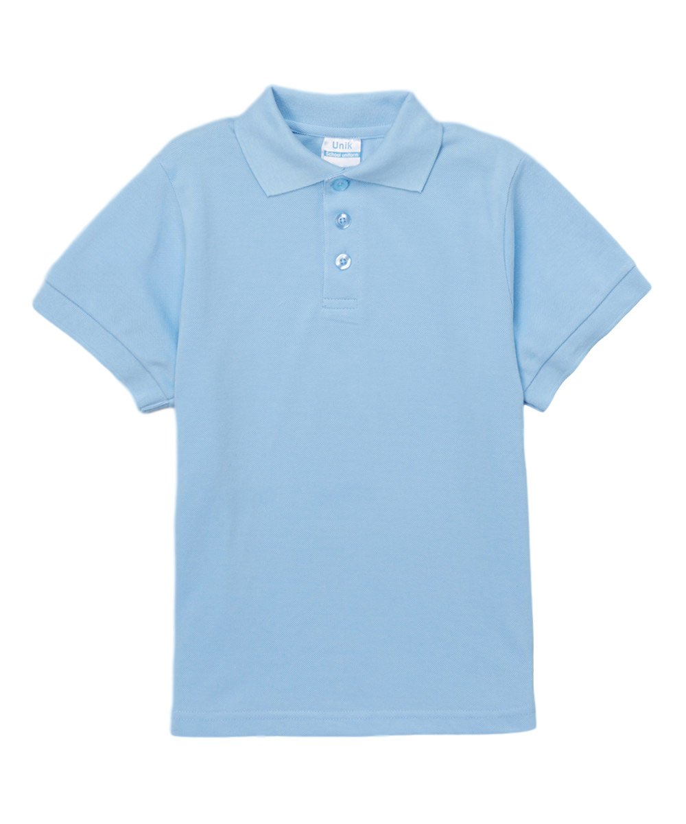 unik Boy's Premium Quality Pique Polo Uniform Shirt Short Sleeve White Sky Blue Navy Hunter Green Burgundy Black Red