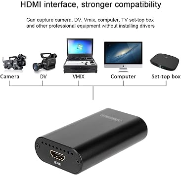 HDMI Video Capture Card HDMI to USB 3.0 Video Audio Capture Device YUV422 1080P 60fps Broadcast Live Stream Record for Xbox one PS4 Video Game Grabber Converter Compatible with PC Mac OS Linux