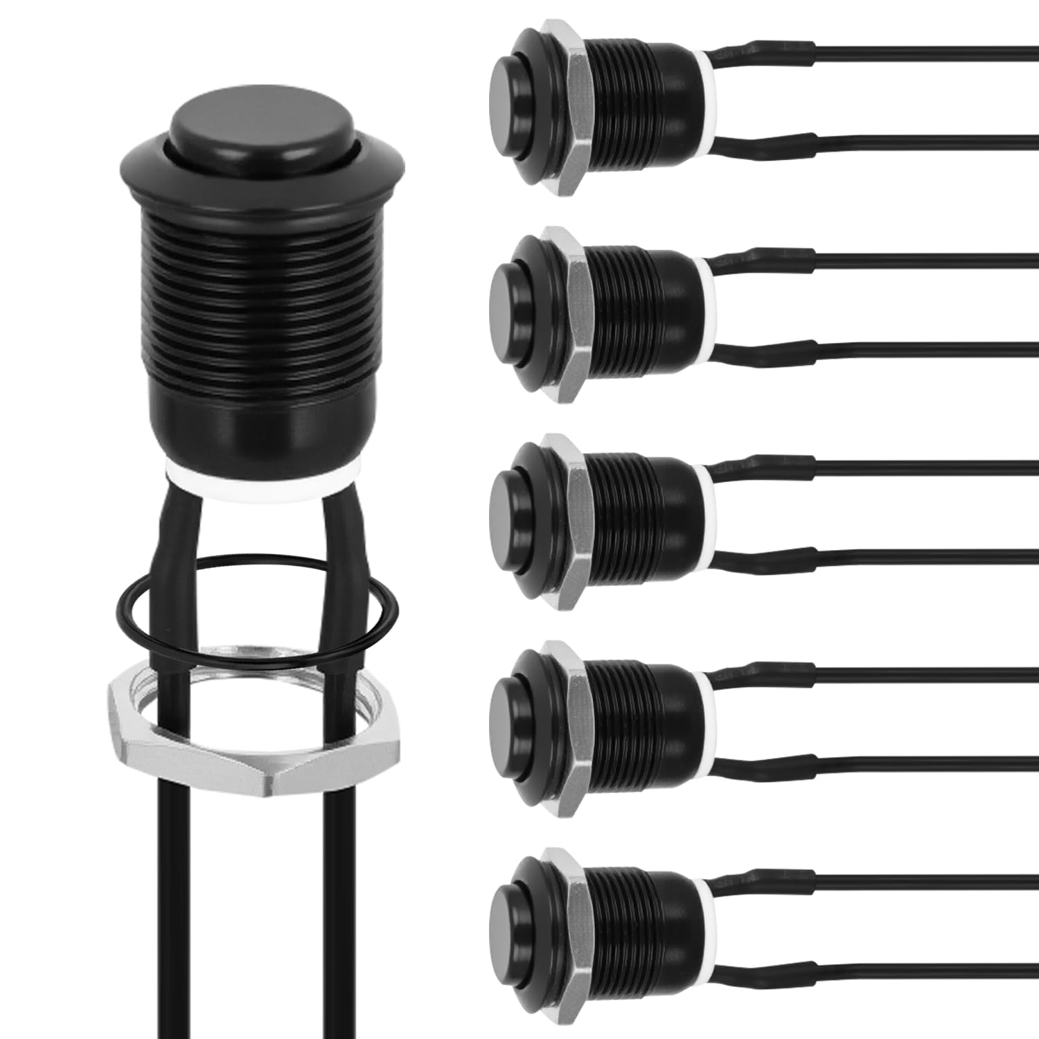 Nilight 12mm Momentary Push Button Switch 6PCS with Pre Wired Harness
