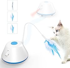 Electronic Interactive Toy Funny Indoor Cats Automatic LED Light Up Feather Cat Exercise Toy 3 Game Modes Random Suitable for Adult Cat (Blue)