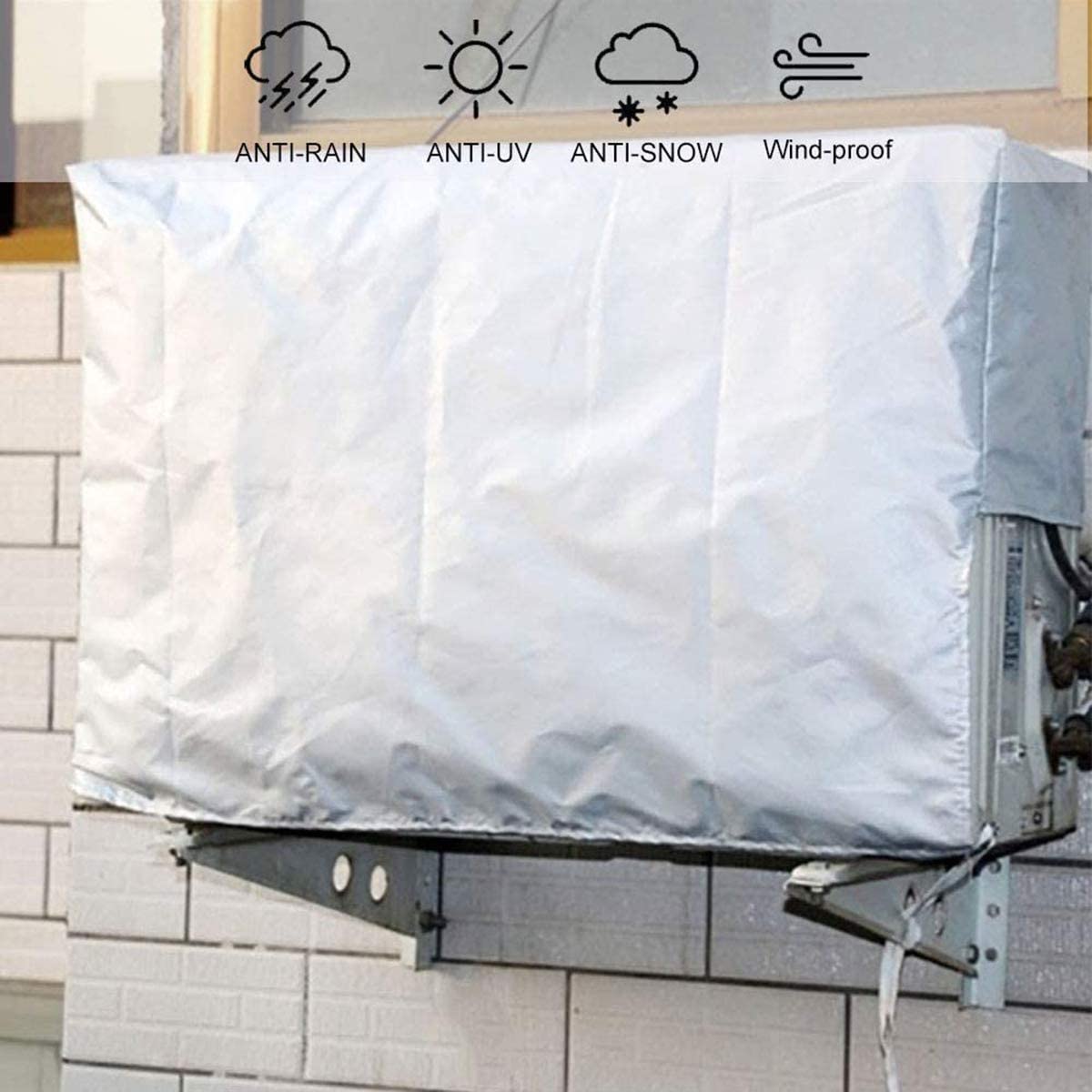 Annhao Copri Condizionatore da Esterno - Universale Coperchio del Condizionatore Teli Impermeabile, Anti-Neve, Anti-Polvere Copri Climatizzatore Esterno Protettori Coperture - 80 x 28 x 54 cm