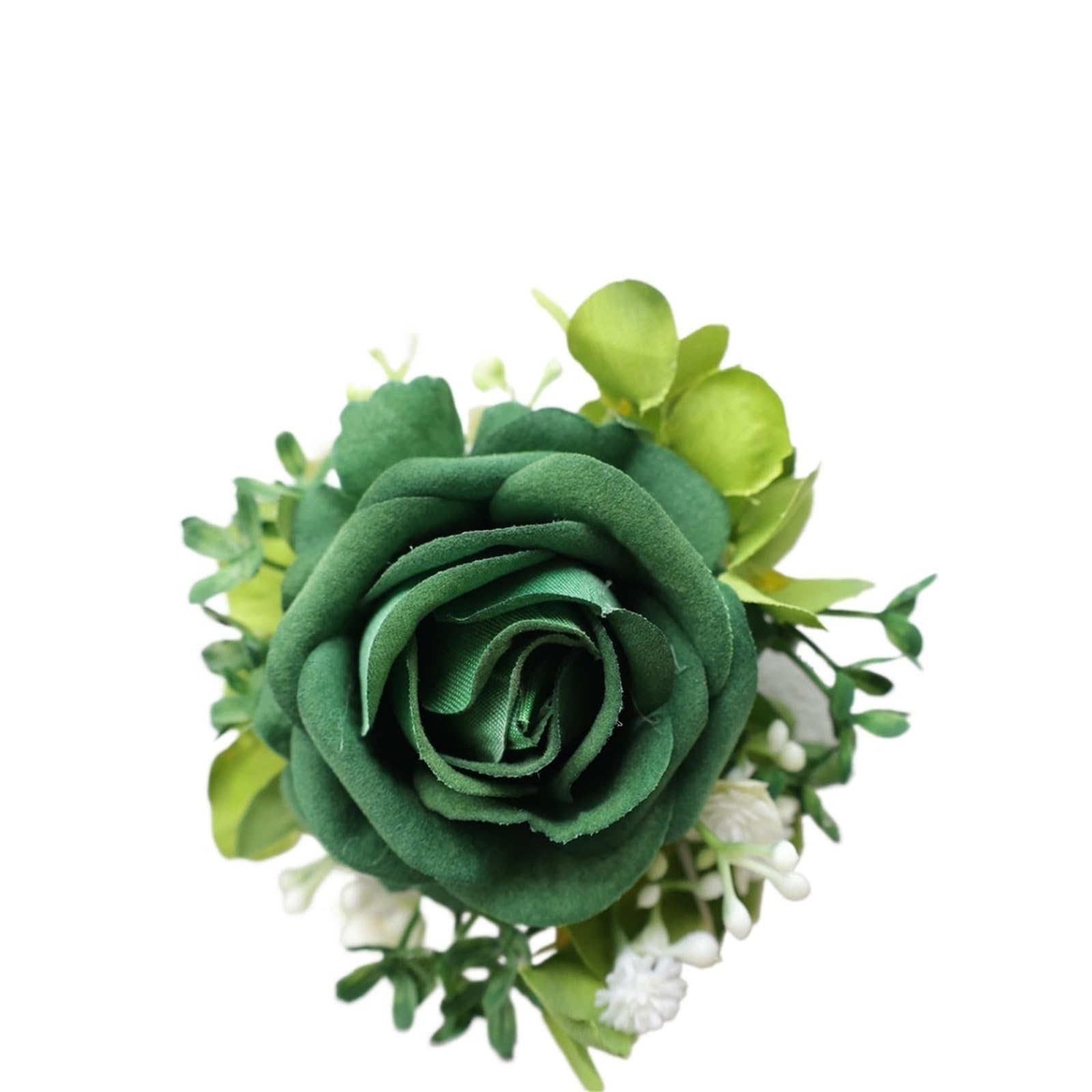 GHHZML Boutonniere Green Rose Wrist Corsage Wristlet Band Bracelet And Men Boutonniere For Wedding Artificial Flower Prom Decorations