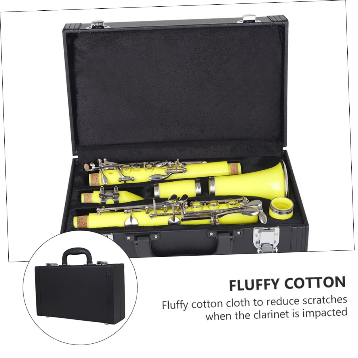 Estuche para Clarinete Negro de Cuero Cierre Fuerte y Asa