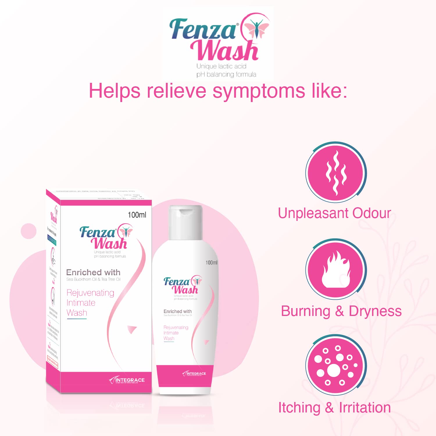 Fenza Wash Expert Intimate Hygiene Wash, 100 - ml (Pack of 2), Enriched with Tea Tree Oil & Sea Buckthorn Oil, Anti-Bacterial Properties prevents Infections,Itching,Irritation & Dryness. 1