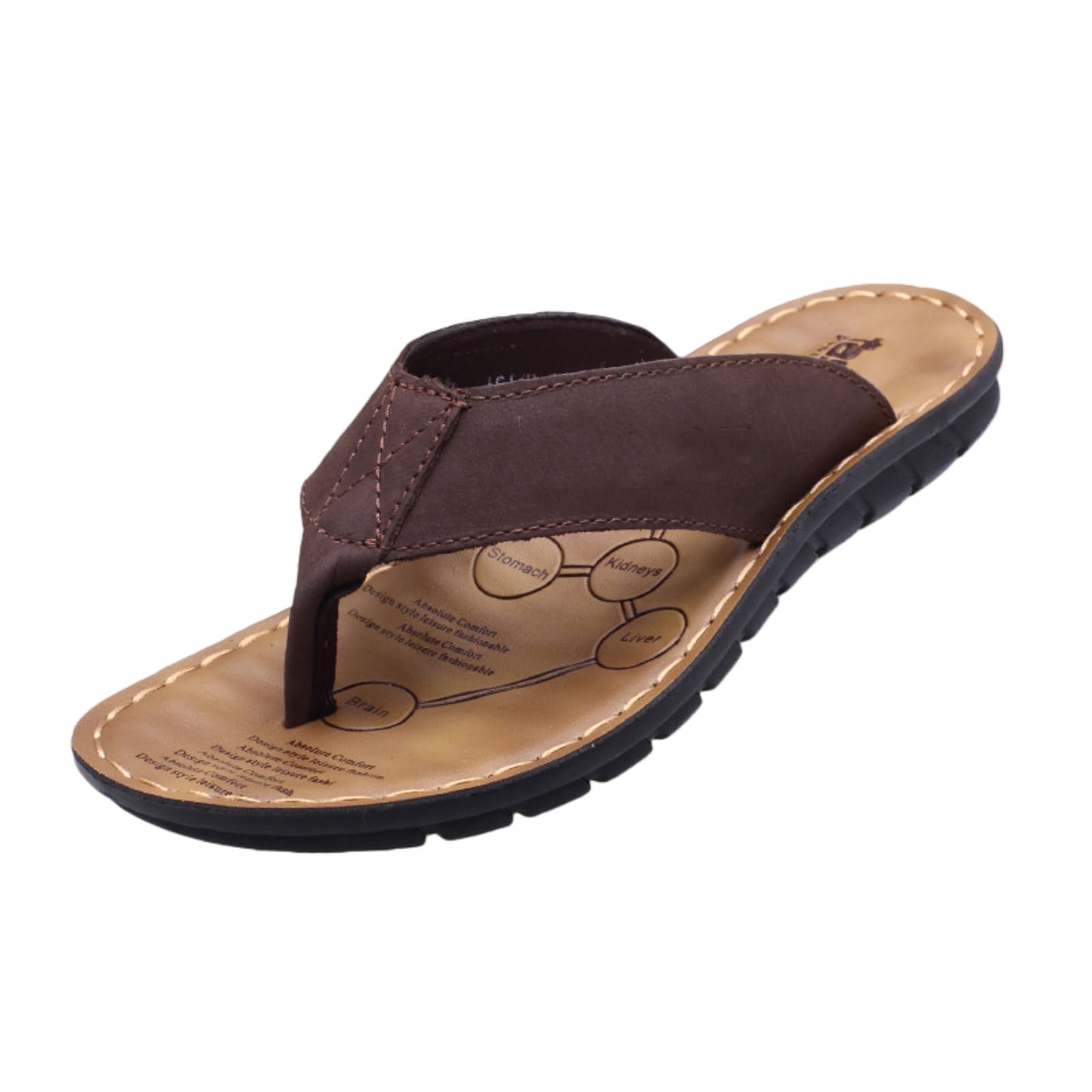 Chanclas Hombres Marrón Cosidos Reflexología Cama De Pie Antideslizante Casual Verano Sandalias Playa-Black-8
