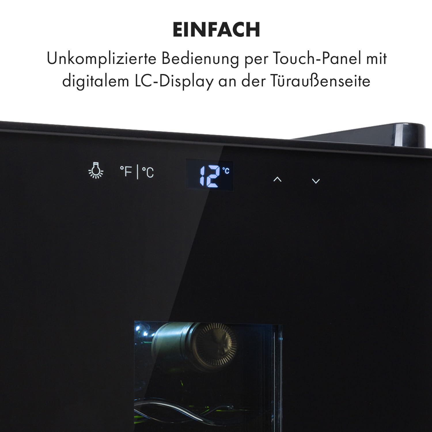 Klarstein Weinkühlschrank, Getränkekühlschrank Schmal, 1 Zone Kühlschrank mit Glastür, Getränkekühlschränke Freistehend, Weinkühlschrank Klein, Weinkühlschränke mit UV-Schutz, 11-18°C, 8 Flaschen