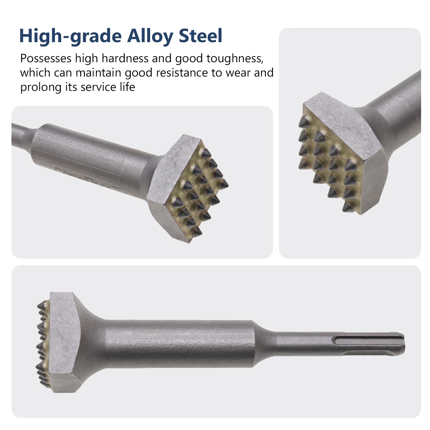 5 5/8” 16 Pins Concrete Repair Patch Preparation Bushing Tool with SDS Plus Shank, Square Head Concrete Roughness Removal Bit for Rotary Hammer