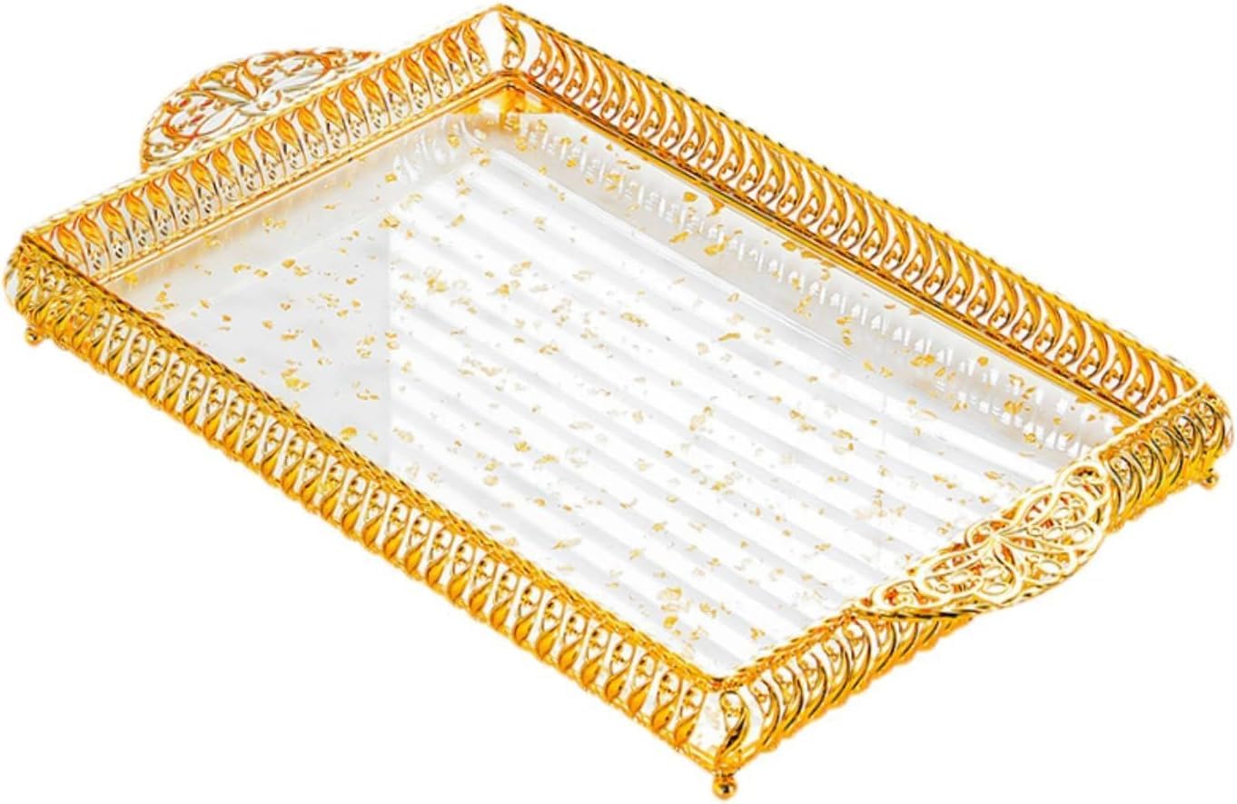 Vassoio da portata con manico, per presentazione decorativa, per feste di inaugurazione della casa, cena, per gioielli, organizzatore per tavolo da caffè (25 x 43,5 x 4 cm)