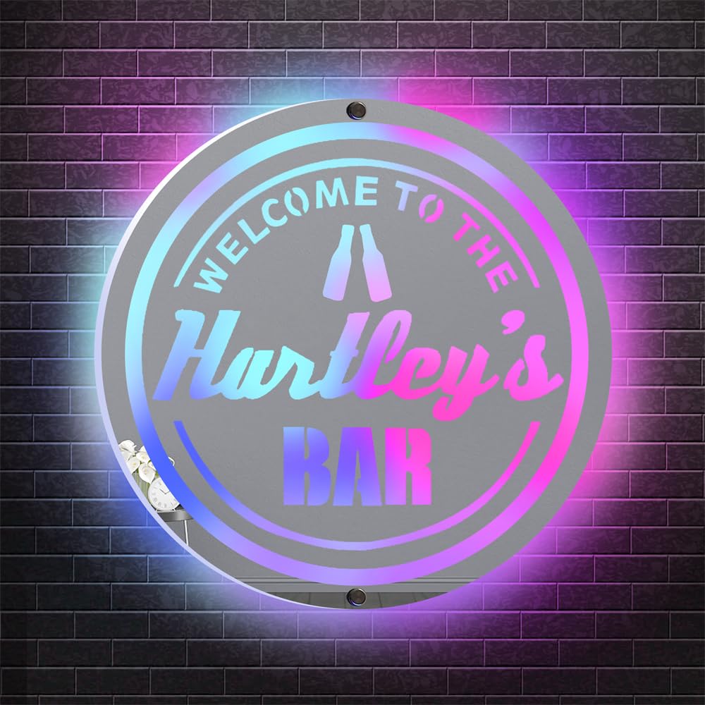 Personalized Name Led Mirror Bar Neon Sign, Light up Bar Mirror Sign,Bar Neon Sign for Wall Decor Dimmable Engrave Led Bar Lights, Bar Signs for for Living Room Bistro Man Cave Party