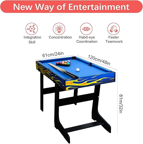 Miniatura 8 de vocheer Mesa de juego combinada múltiple 4 en 1, mesa de hockey, mesa de futbolín con fútbol, mesa de billar, mesa de tenis de mesa para el hogar,