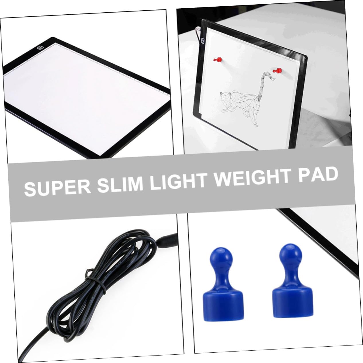 Boîte Lumineuse LED Magnétique A4 en Acrylique, Règle Intégrée