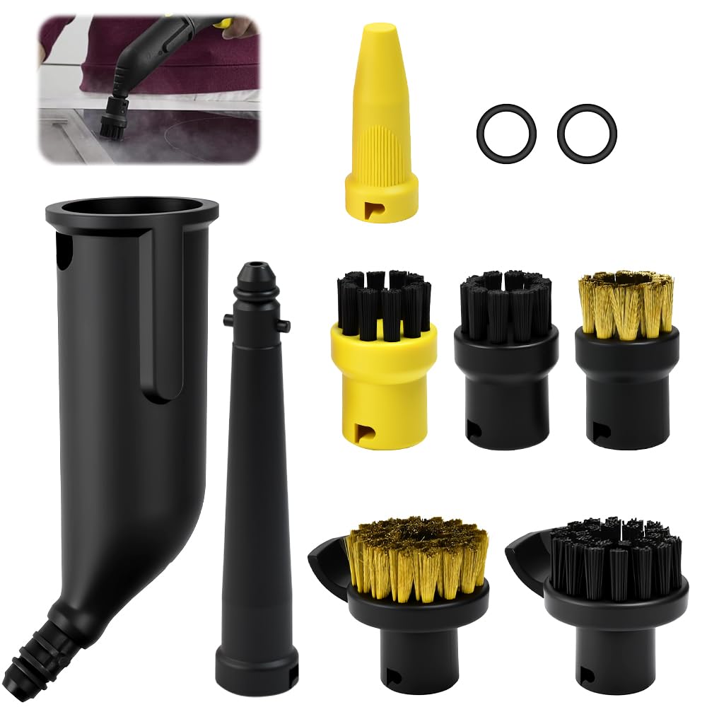 Juego de Accesorios de 10 Piezas Para Limpiadores a Vapor Kärcher Sc1 Sc2 Sc3 Sc4 Sc5, Con Boquilla Extendida, Boquillas Curva, Cepillo Redondo, Boquilla Para Lechada y Junta