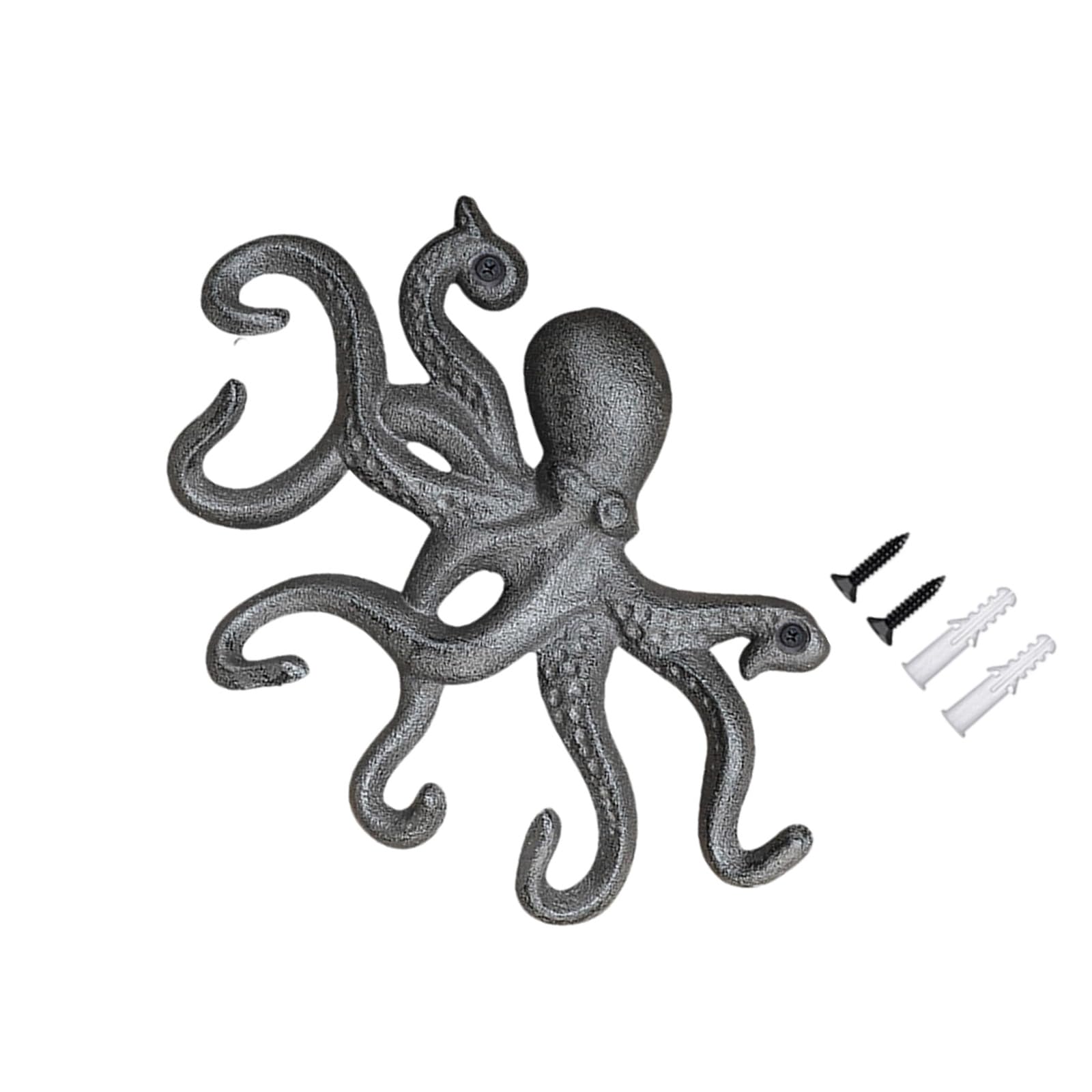 Tsophreniq Decorative Octopuses Wall Hanger Sturdy Cast Iron with Concealed Mounting Holes Cast Iron Coat Hook Strong Rural Hanger