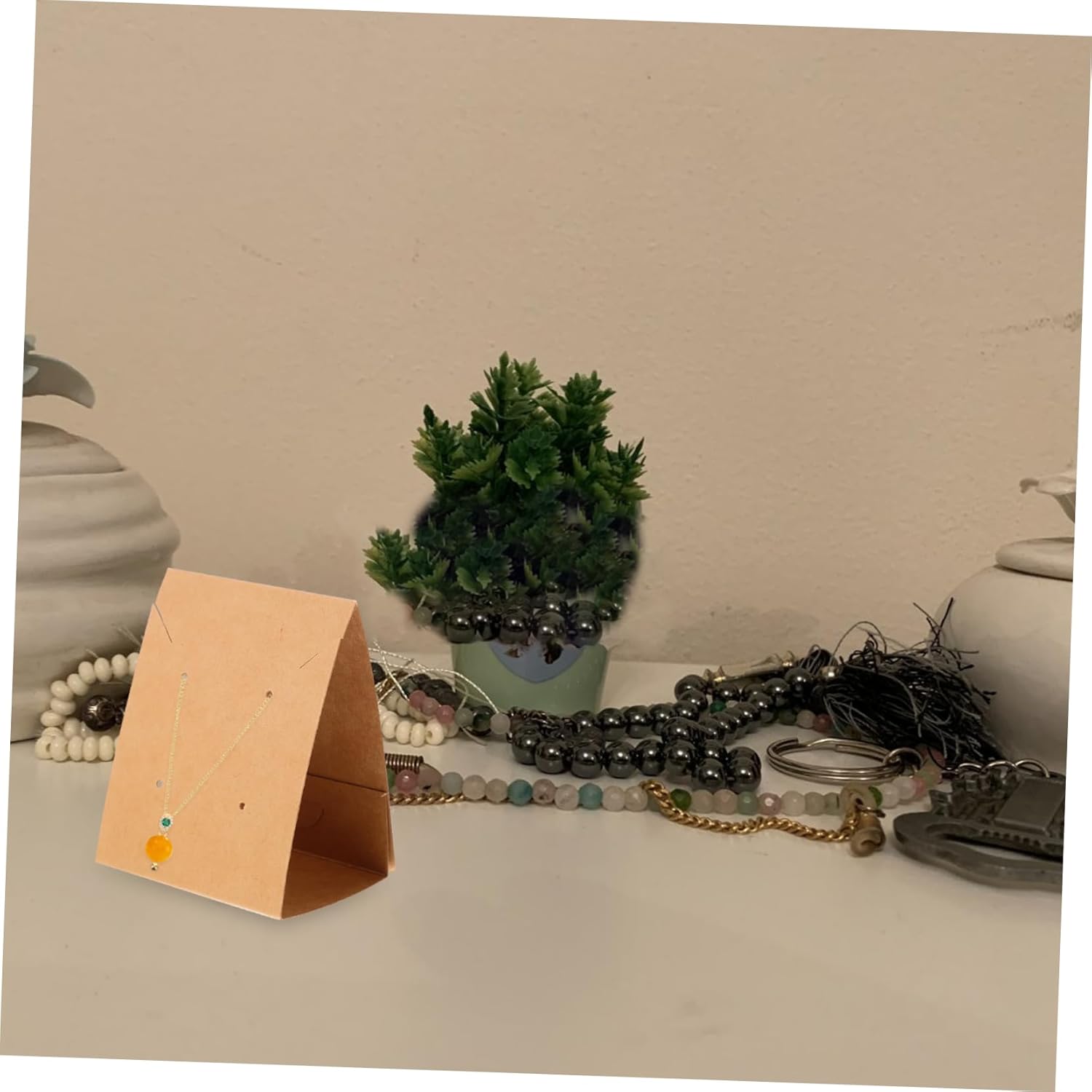 KONTONTY 100Pcs Kraft Paper Earring Cards with Stand-up Design for Jewelry Display and Storage Cardboard Earring Holders Suitable for Studs Necklaces and Earrings Packaging