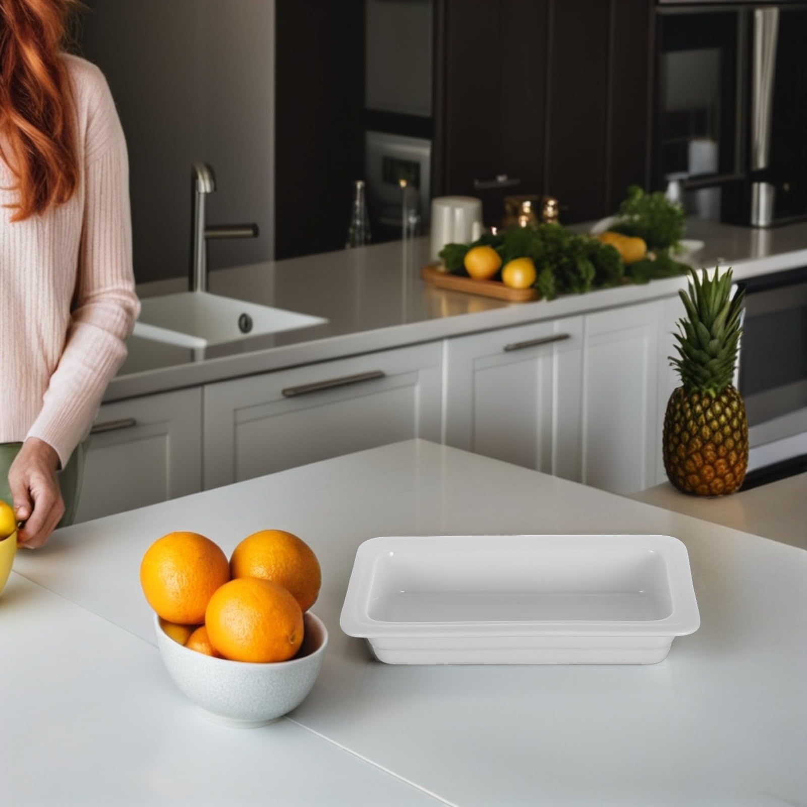 VOSAREA Piatto da Portata Rettangolare in Ceramica Bianca per Buffet