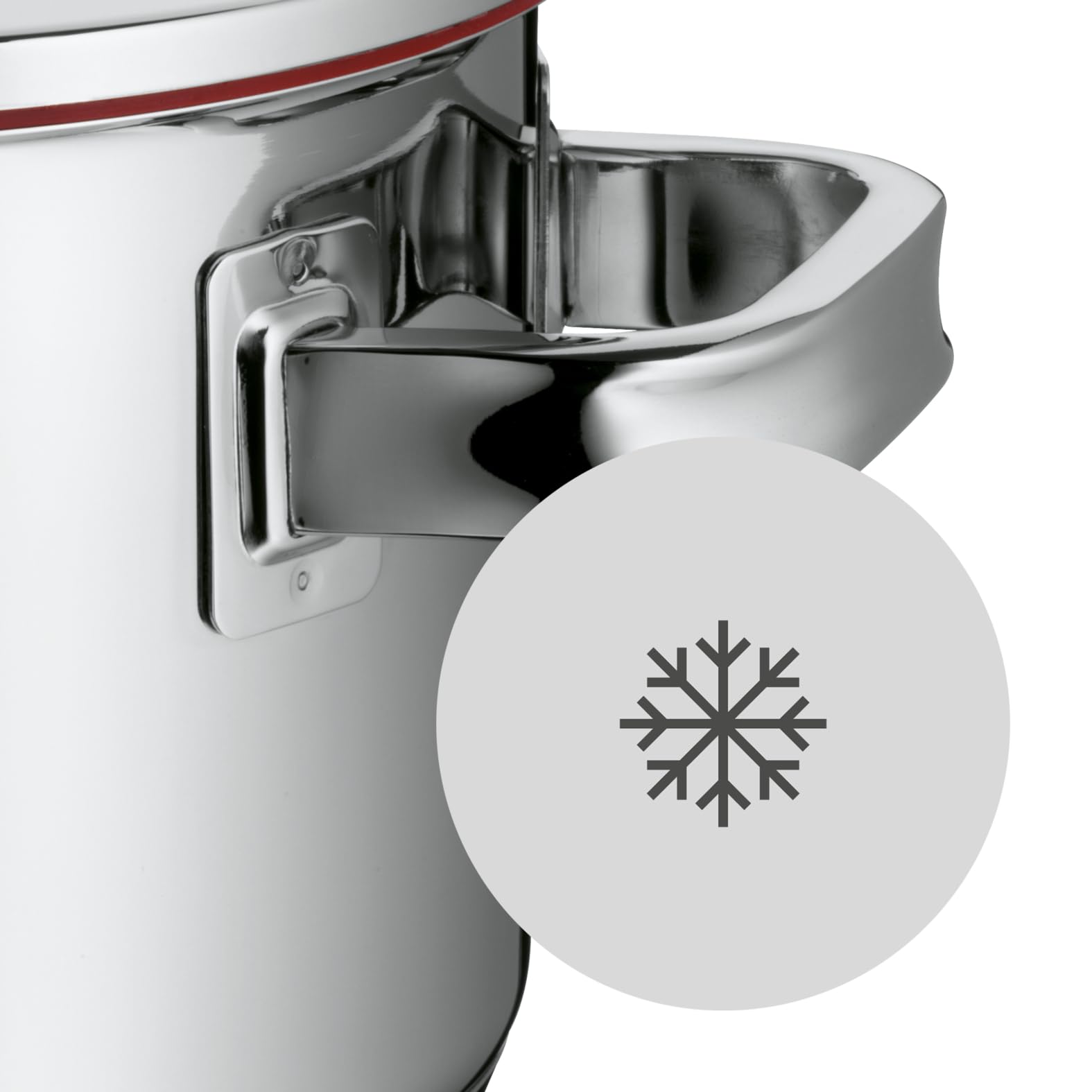 WMF Function 4 Gemüse- Suppentopf Induktion 24cm, Glasdeckel, Kochtopf groß 8,8l, Cromargan Edelstahl poliert, 4 Abgießfunktionen, Innenskalierung, Nudeltopf rot