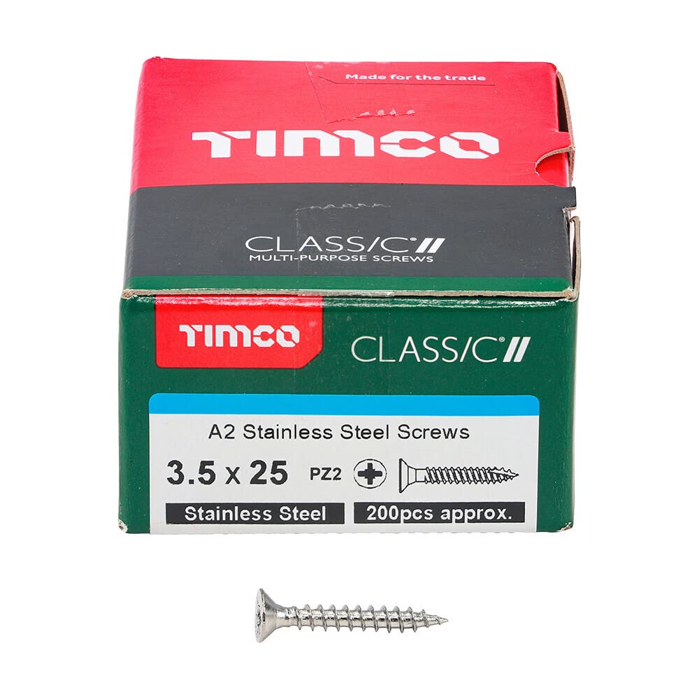 TIMCO Classic Multi-Purpose Screws - 3.5 x 25 - A2 Stainless Steel - Box of 200