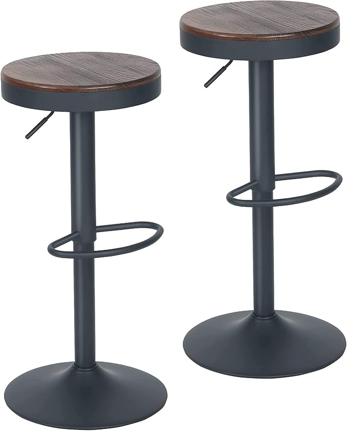 YOUNUOKE Bar Stools Set of 2 Round Adjustable Swivel