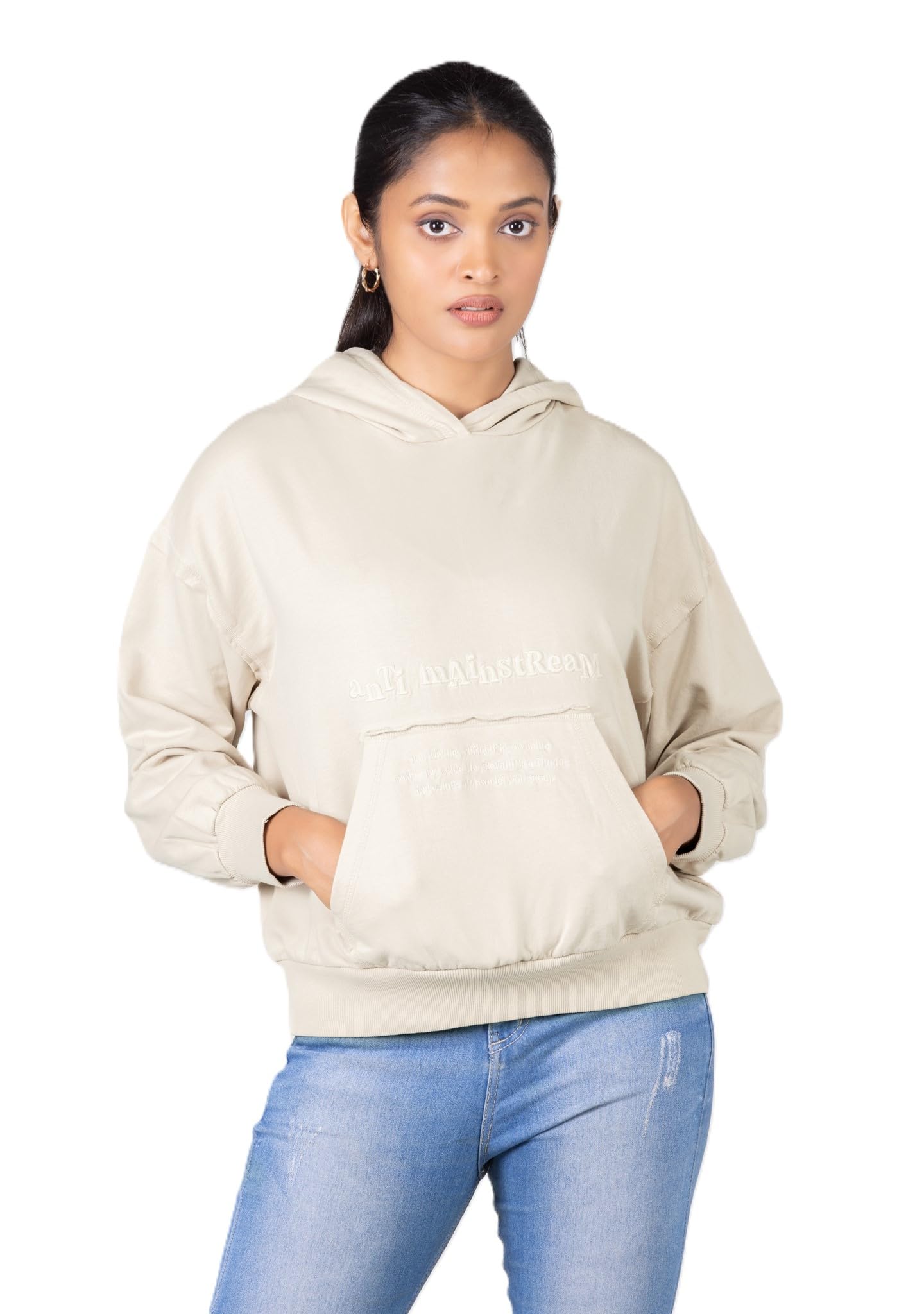 Baggy Fit Hooded Sweatshirt Drop Shoulder |Printed Full Sleeve Hoodie for Women-image-24