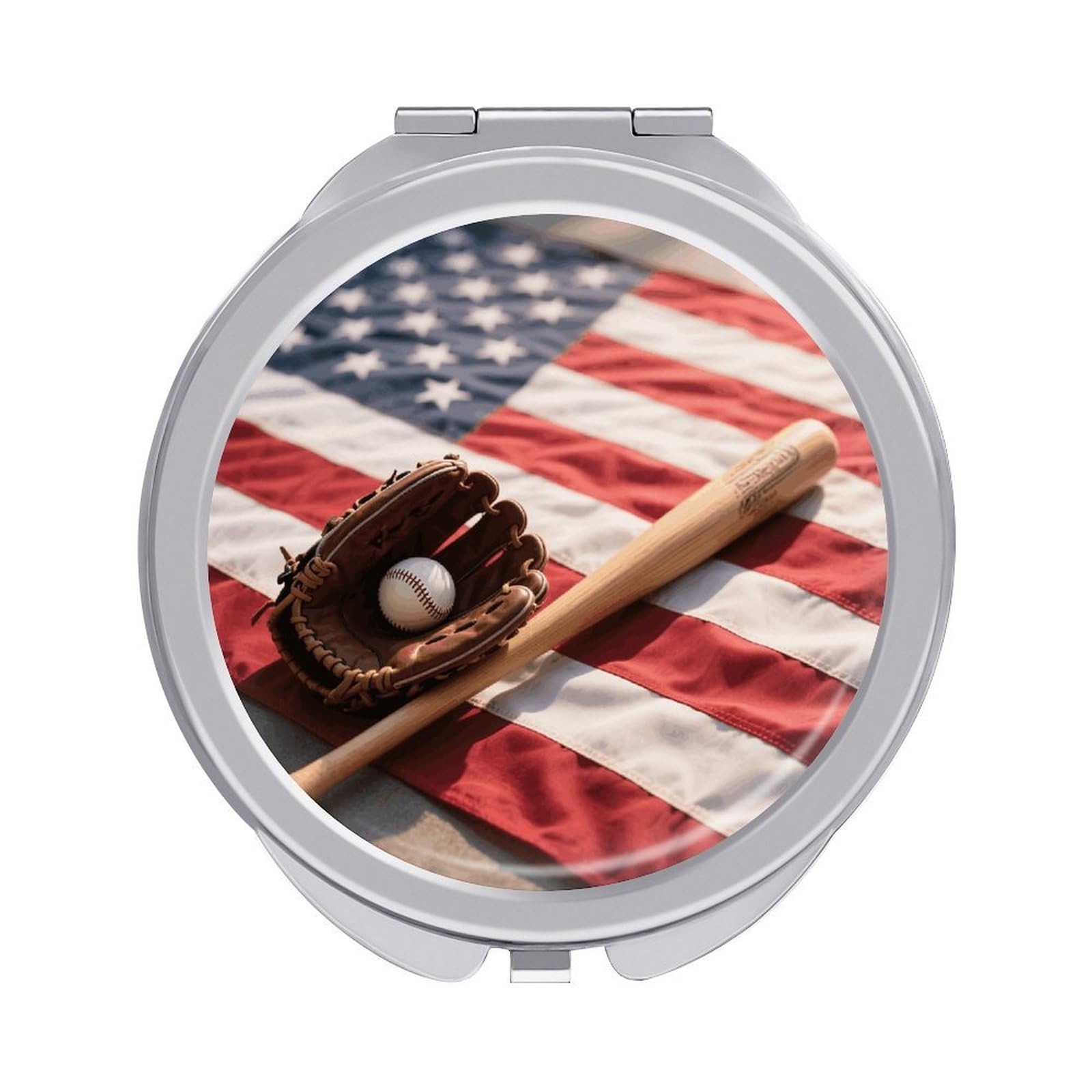 VstaDank Baseball Glove and Bat Makeup Mirror Beautiful Compact Makeup Mirror Silver Mirrors Surface Folding Makeups Lightweight Travel Makeups Mirrors for Suitable Handbag and Purses