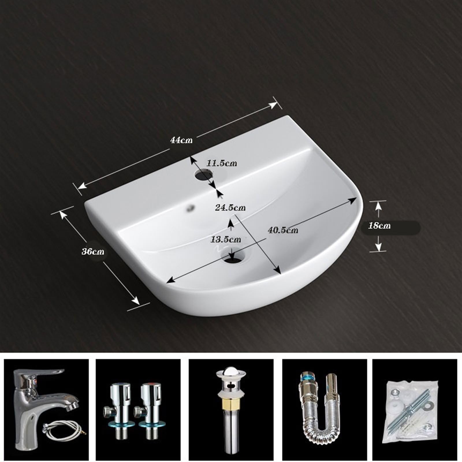 Mini lavabo de pared para baño, pequeño lavabo para balcón o encimera completo con accesorios, diseño de ahorro de espacio para zonas compactas