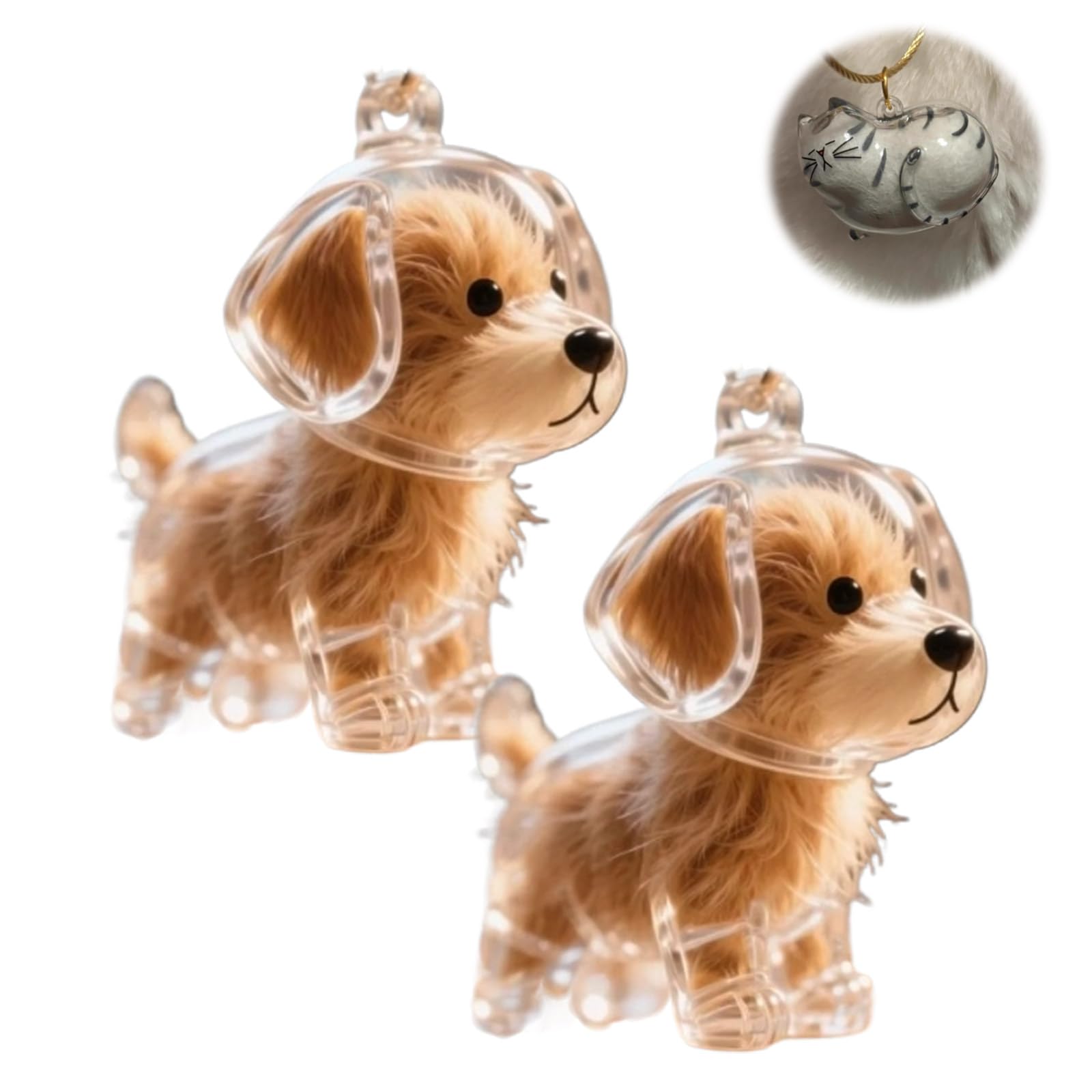 Dog Hair Collector Keychain Charm Memorial Storage Box, Keychain for Collecting Cat and Dog Hair, Pet Hairs Storage Creative Keychain, DIY Pet Furs Collection Kechain, Dogs Cat Lovers Gifts Set B