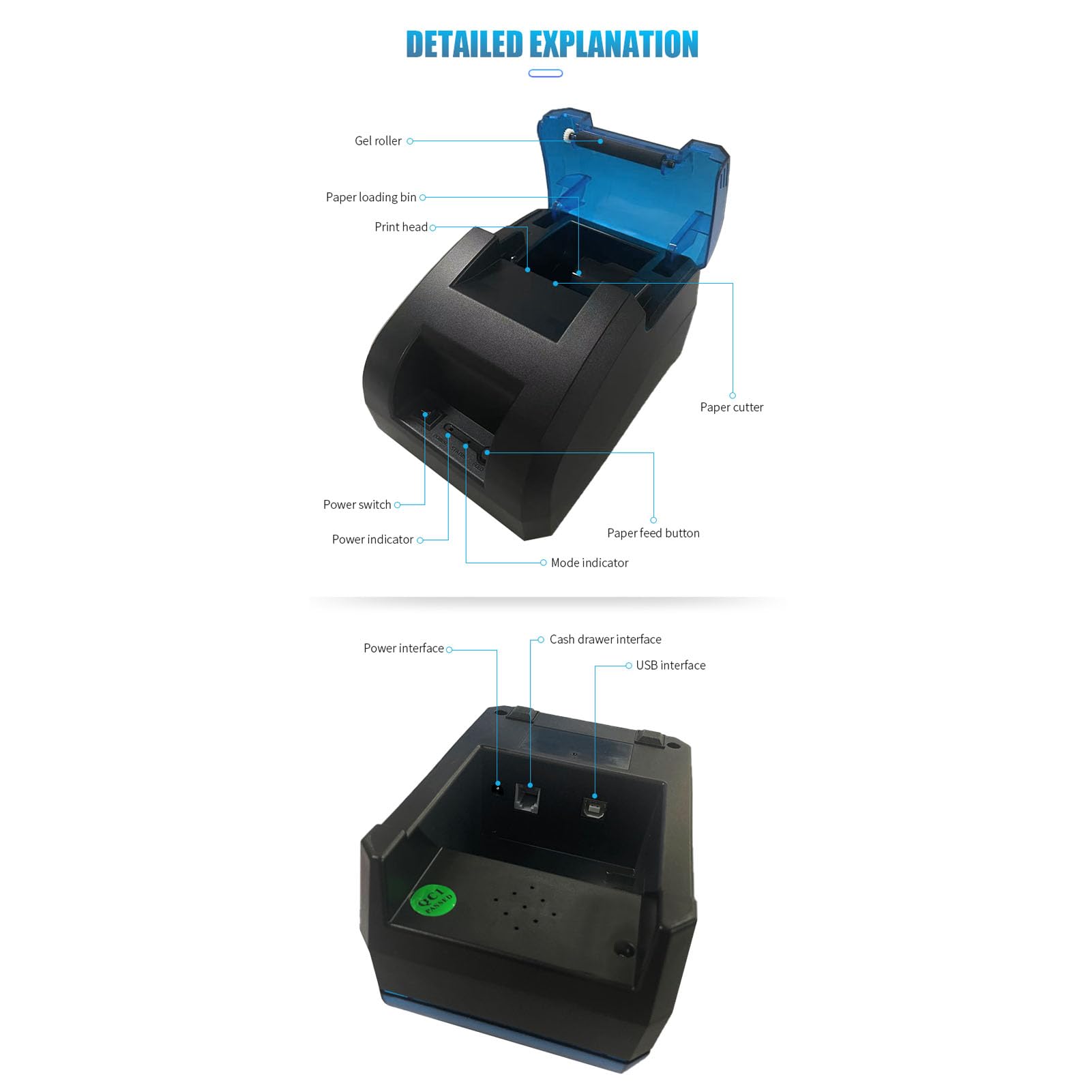 Amazon.co.jp: POSレシートプリンター、58mm USB Bluetooth ESC POS