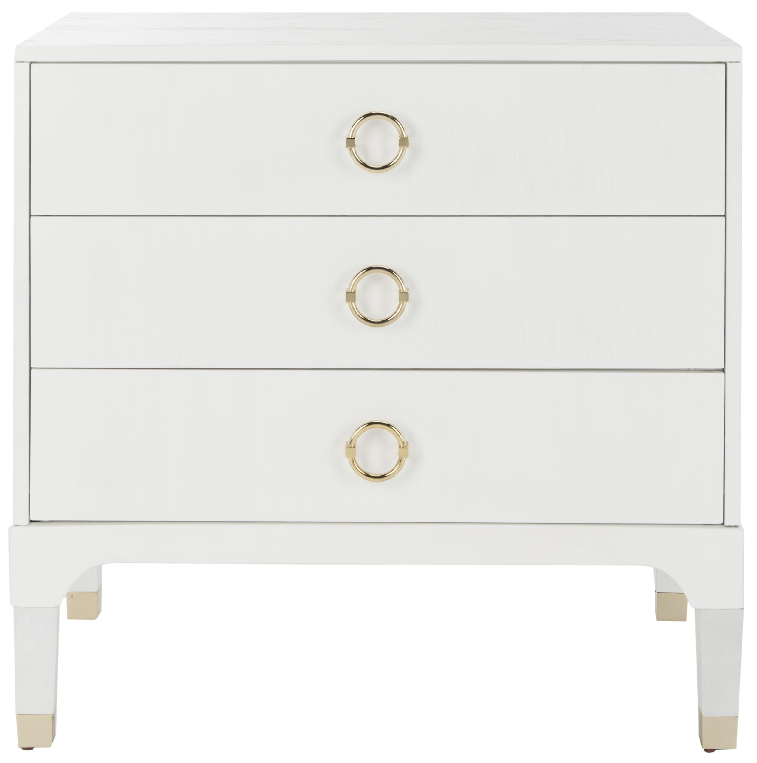 Safavieh Home Collection Lorna 3 Drawer Contemporary Night Stand Nightstand, White