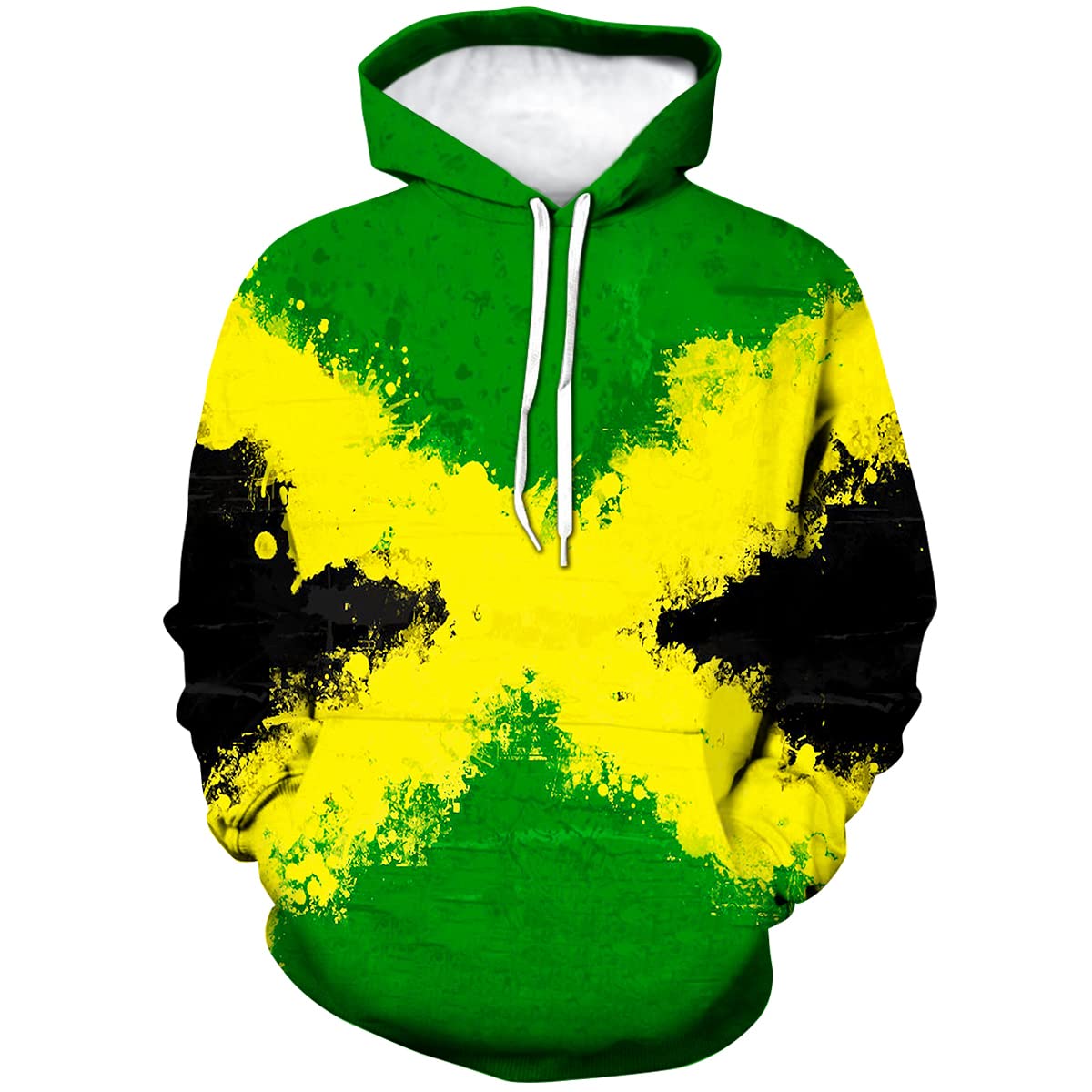 Lurhonp Men's Color2 Jamaican Flag Hoodie Jamaica Long Sleeve Hoodie Sweatshirt For Wo, Small
