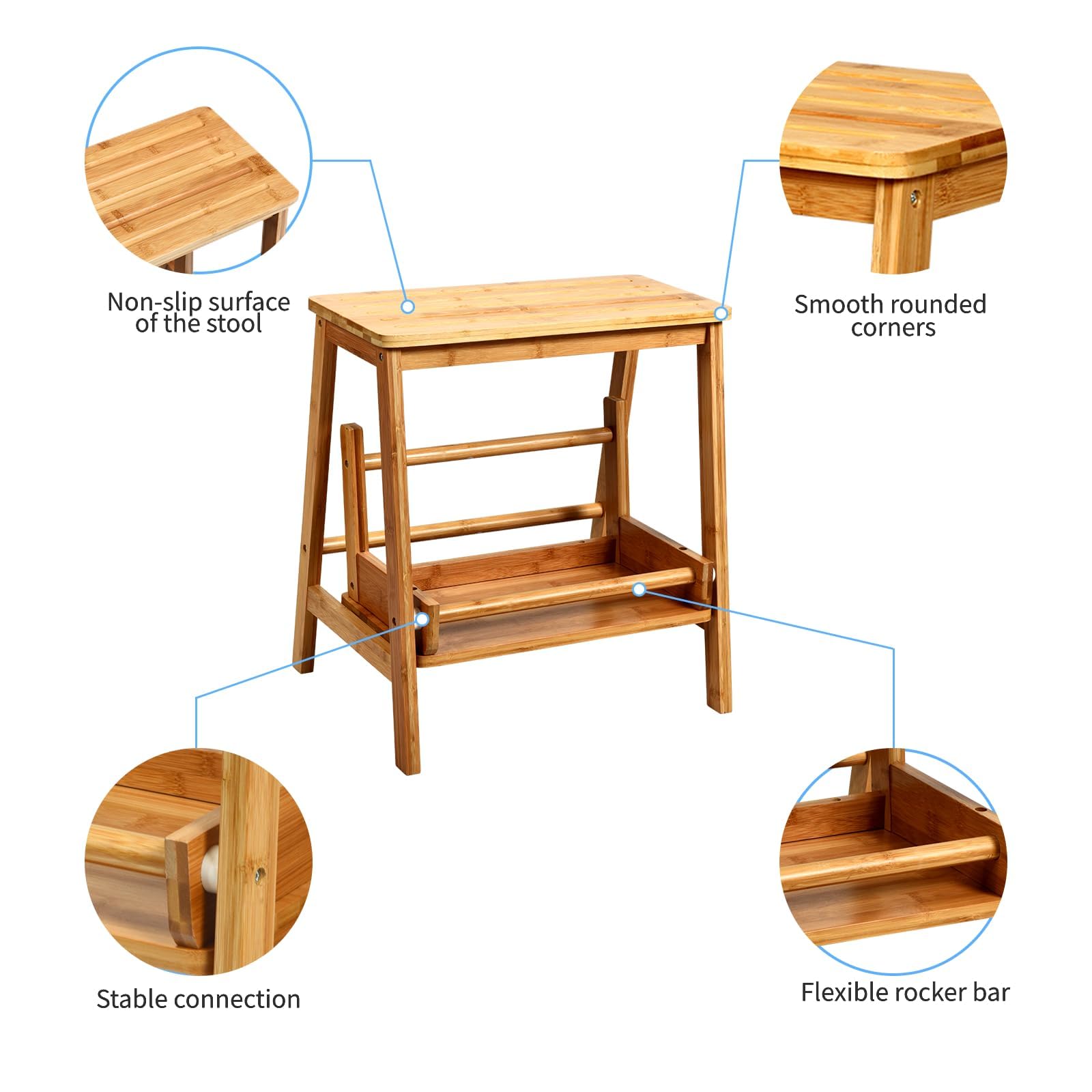 Klappbarer Bibliotheksleiter aus Massivholz, 4-stufiger faltbarer Tritthocker und Präsentationsständer, Doppelzweck-Steleiter, 180 kg Kapazität, für Zuhause, Küche, Büro, Buch, Kletterpflanzenregal