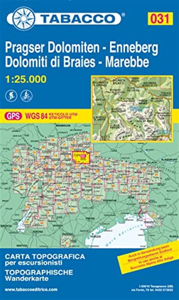 Dolomiti di Braies / Marebbe / Pragser Dolomiten (031): Tabacco Wanderkarte 1:25000
