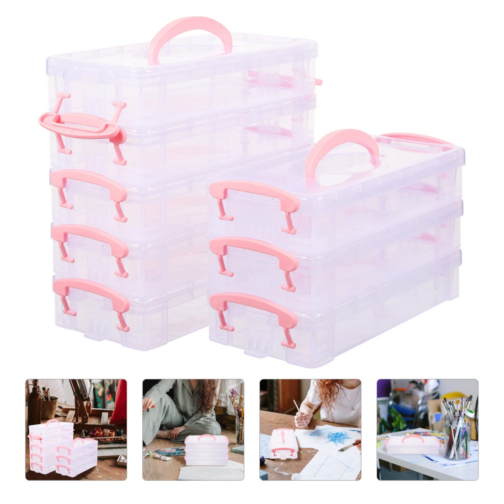 OSALADI 8paquetes Cajas De Almacenamiento De Papelería Organizador De Cajas De Lápices De Plástico Contenedor para Lápices Apilable para Uso El Hogar y Oficina